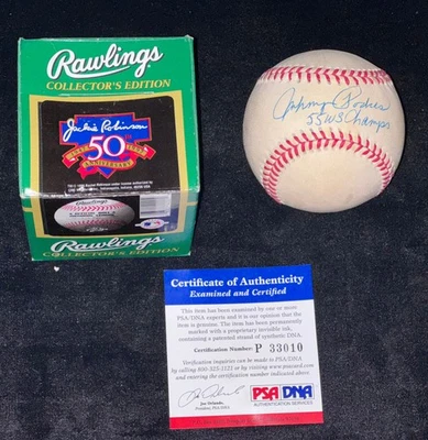 Johnny Podres "1955 WS MVP & Champs" Signed "Jackie Robinson" Baseball Auto PSA - Image 1 of 4