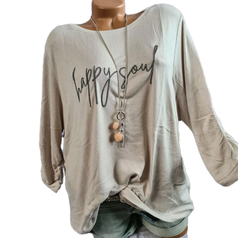 Bluse Shirt Tunika Tom Tailor grau Aufdruck 3/4 Ärmel Damen (0 887) NEU - Bild 1 von 4