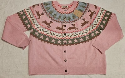 Cárdigan Boden Fair Isle Edie Rosa Reno Nuevo con Etiquetas Nuevo XL Foto 1 de 4
