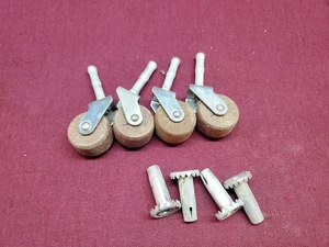 Vtg Reproduction Wooden Wheel Casters lot of 4 - Picture 1 of 4