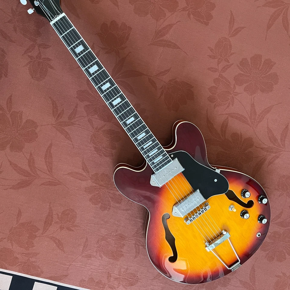 Заказная 335 электрическая джазовая гитара полу полая 3 цвета золотистый гриф из красного дерева - Изображение 1 из 4