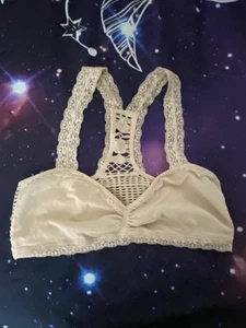 Damen Beige BH Bralette Großes Netz Racerback Spitzenbesatz Brust 38” 40” B C Cup - Bild 1 von 6