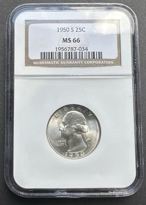 1950 S US Quarter 25 Cent NGC MS 66 - Image 1 of 2