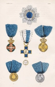 Sardegna Sardinia Order Orden Medal Litho 1840 - Picture 1 of 1