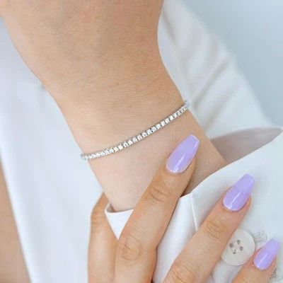 2.5ct G VS Real Lab Grown Diamond Tennis Bracelet Solid 14k White Gold 7.5" - Image 1 of 2