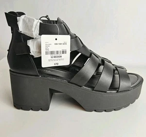 Womens Black Chunky Heel Sandals Size 10 M Arizona Glen Lug 90s Style NWOB - Picture 1 of 13