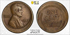 1924 P Wheat Cent PCGS VF-20 Struck 10% Off Center BN - Picture 1 of 3