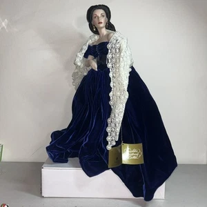 1998 Franklin Heirloom SCARLETT'S PORTRAIT Doll GONE WITH THE WIND Blue Velvet - Picture 1 of 10
