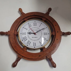  Schiffsrad Uhr, 12 Zoll plus Griff identisch Top Zustand geprüft,  - Bild 1 von 3