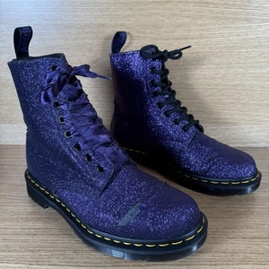 Dr Martens Women’s Boots ‘PASCAL GLTR’ Purple Glitter 8-Eye - Size 6 UK - Picture 1 of 22