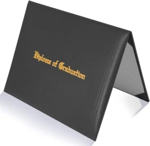 NEW Graduate Certificate PU Padded Gold Foil Letter Diploma Cover 8.5 x 11 Black - Picture 1 of 6