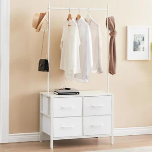 Clothes Rack with 4 Drawers, Storage Organizer with Metal Frame and Wooden Top, - Picture 1 of 8