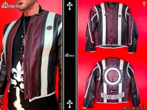 🔥Very Rare Vanson Leathers Y2K Racing Stripes Leather Jacket L - 90's Hip Hop! - Picture 1 of 15