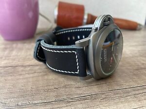 Soft Black Watch Band, 22mm 24mm 26mm Genuine Leather Handmade Watch Strap