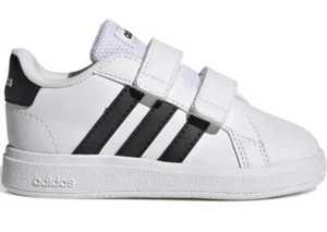 ADIDAS SNEAKERS JUNIOR GRAND COURT 2.0 GW6527 CFI BIANCO NERO in PELLE - Foto 1 di 7