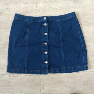 New Look Denim Skirt Women's 12 Dark Blue Wash Full Button Front - Picture 1 of 4