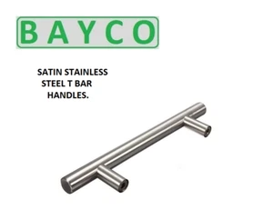 T Bar Handle Satin Stainless Steel. For use on Cupboard, drawer, tray. In stock - Picture 1 of 3