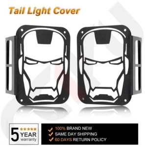 2pcs Tail Light Cover Iron Man Rear Steel Lamp Guard For 07-16 Jeep Wrangler JK - Picture 1 of 8