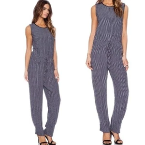 BAILEY 44 Women Jip Print Jumpsuit Size S Blue Faux Leather Trim 59-11 - Picture 1 of 13
