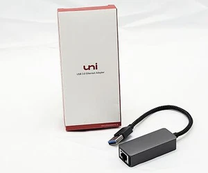 UNI USB 3.0 10/100/1000 Gigabit Ethernet Adaptador Laptop Notebook Red LAN NUEVO - Imagen 1 de 4