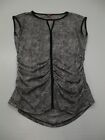 VINCE CAMUTO Women's Size S Classic Stretch Geometric Print Gray Blouse 