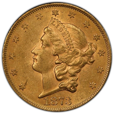 1873 Open 3 Twenty Dollar  Liberty Gold Double Eagle PCGS MS 61 Cover