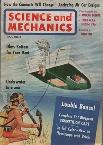 Science and Mechanics, June 1960 Unicycle, Glass Bottom Boat, Competition Cart - Picture 1 of 2