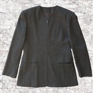 Sisley Vintage Grey Wool Zippered Classic Blazer Jacket Made in Italy - Picture 1 of 11