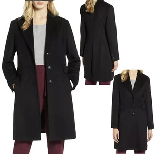 Halogen Longline Single Breasted Wool Blend Topper Coat Black Plus Size 18W $329 - Picture 1 of 12