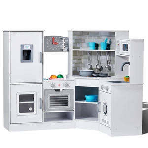 VEVOR Kinderküche Kinder Spielküche Ecke Spielzeugküche 24-teiliges Zubehör Weiß - Bild 1 von 12