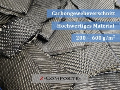 Z-COMPOSITE Carbongewebeverschnitt, 1kg - 2 kg, 200-600g/m², Carbonreste, Carbon Verschnitt