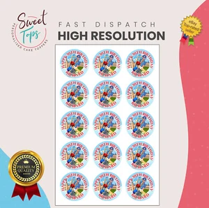 15X 2" CRICKET PERSONALISED ROUND EDIBLE BIRTHDAY CUPCAKE TOPPERS - Picture 1 of 1