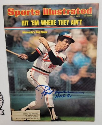 Rod Carew Signed HOF 91 Sports Illustrated 7/1/74 Twins Beckett Auto Baseball  - Image 1 of 4