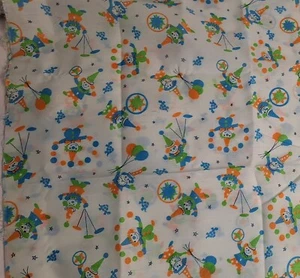 Novelty fabric clowns circus turtles balloons juggling blue green orange - Picture 1 of 8