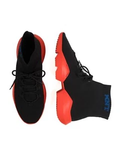KNT by Kiton $1,050 Negro Mezcla de Algodón Zapatillas Altas Zapatos (8.5 UK) 9.5 US - Imagen 1 de 6