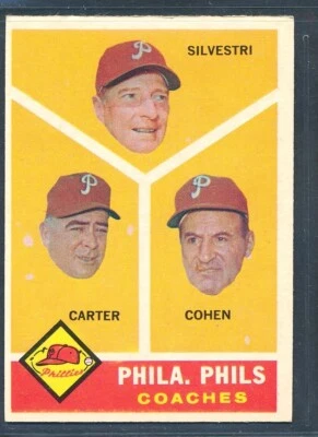 1960 Topps #466 PHILADELPHIA PHILLIES COACHES ~ VG-EX corner wrinkle - Image 1 of 2