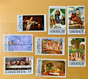 Liberia 1969 Complete set of 8 Famous Paintings Garcelon Stamp co. Free Shipping - Picture 1 of 3