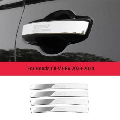 Cubierta de manija de puerta lateral exterior de acero cromado para Honda CRV CR-V 2023-2024 Foto 1 de 4
