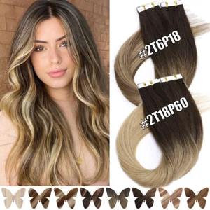 CLEARANCE Cinta In Remy Human Hair Extensions Full Head Skin Weft Balayage/Ombre - Imagen 1 de 64