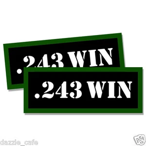 243 WIN Ammo Can 2x Labels Ammunition Case stickers decals 2 pack 3" x 1.15" - Picture 1 of 2