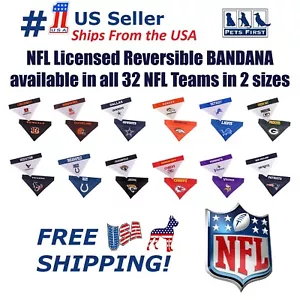 Pets First NFL Reversible Dog Bandana with Embroidered Team Name & Logo - Picture 1 of 112