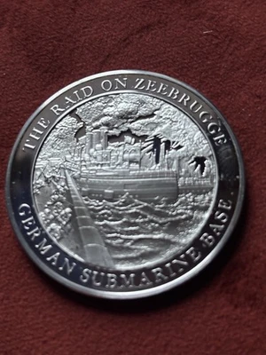 .925 Sterling Silver Medallion, 37 Gr  The raid On Zeebrugge , In Caphallmarked, - Image 1 of 4