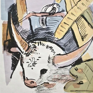 Linde Bischof Horntier Stillleben Ostdeutsche Kunst sign Farboffsetdruck 1976 - Picture 1 of 3