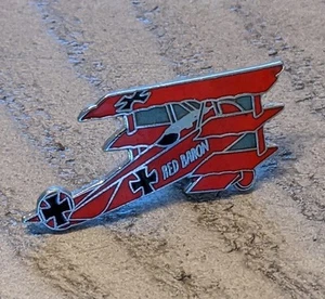 Red Baron Lapel Pin German Fokker WW1 Fighter Plane Luftwaffe Enamel Pinback - Picture 1 of 15