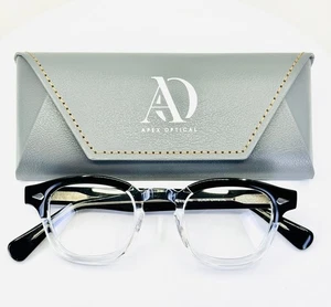 COURTLAND PRODUCER BLACK CRYSTAL Clear Panto Full Rim Eyeglasses 44-24-145 B:37 - Picture 1 of 13