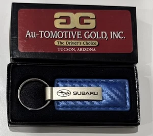 SUBARU Blue Leather Keychain NEW IN BOX - Picture 1 of 2