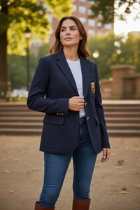 Polo Ralph Lauren Damen-Militärjacke blau mit goldenen Wappenknöpfen Größe 14 - Bild 1 von 5