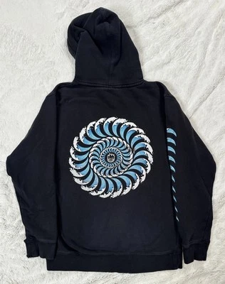 Moletom pulôver vintage Spitfire com capuz masculino M skate anos 90 Y2K preto angústia - Imagem 1 de 4