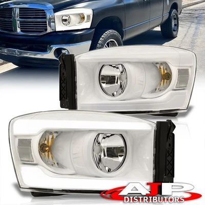 White Driving LED Tube Head Lights Lamp For 2006-2009 Dodge Ram 1500 2500 3500 - Изображение 1 из 4