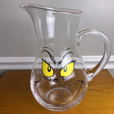 Grinch Sleigh Bell Bistro 84 oz Glass Pitcher Christmas Dr. Seuss Holiday Decor - Image 1 of 4